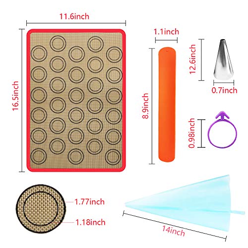 Silicone Baking Mats, JSDOIN of 2 Half Sheet Silicone Baking Mats, 12 Piping Tip, 2 Piping Bag and 2 Bag Tie - Reusable Nonstick Liners for Food Safe Baking Mat Kit(16\"x11.8\") - Thumbnail 5