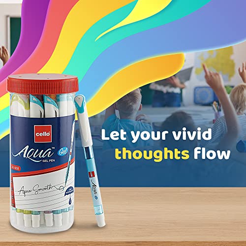 Image of Cello Aspro Mavro Ball Pens | Pack of 25 | BlueBall Pens Aqua Blue Gel Pen Jar of 25 Units