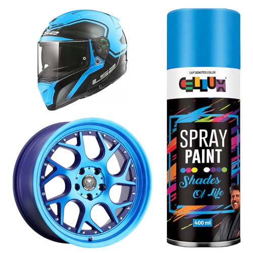 Image of Cellux 2X Ultra Cover Fluorescent Blue Spray Paint | DIY, Quick Drying with Premium Gloss Finish for Metal, Wood, Wall & other Surfaces - 400 ML