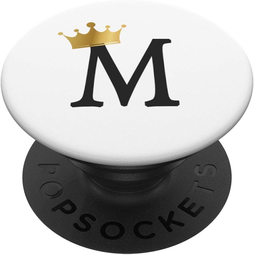 Gold Crown, Letter M Initial Monogram, Cute PopSockets PopGrip: Swappable Grip for Phones & Tablets