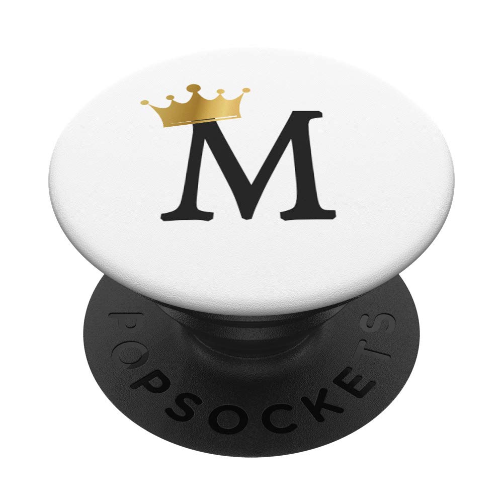 Gold Crown, Letter M Initial Monogram, Cute PopSockets PopGrip: Swappable Grip for Phones & Tablets