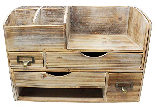 Executive Office Solutions Adjustable Wooden Office Desk Organizer for Desktop, Tabletop, or Counter – Wood Storage Shelf Rack – for Office Supplies, Desk Accessories, or Mail - Barnwood (WO13)