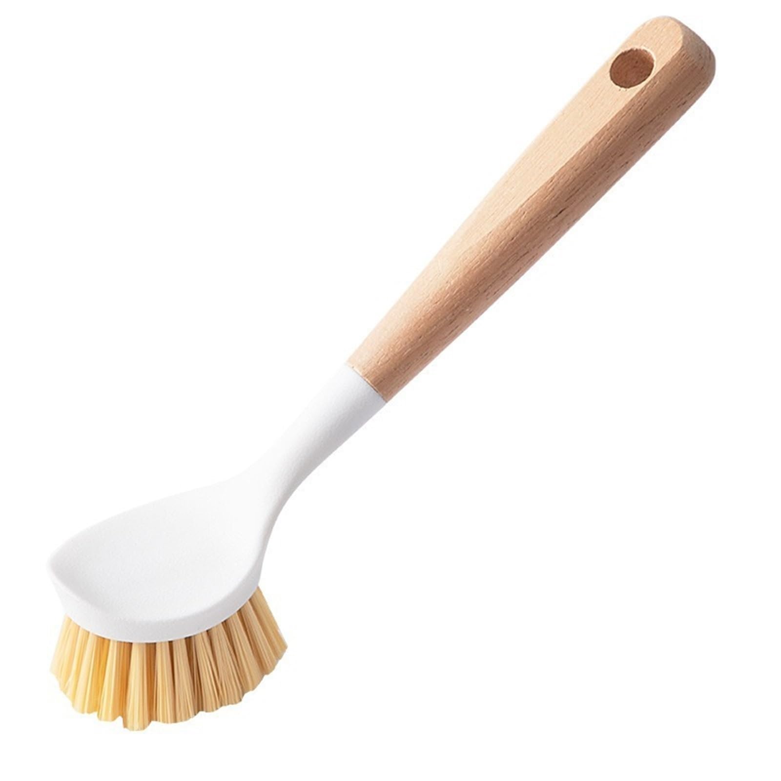 Pot Brush Multi Functional Long Handled Kitchen Cleaning With Wooden Handle, Non Greasy, Dish And Bowl for Dishes, Pots(24cm)
