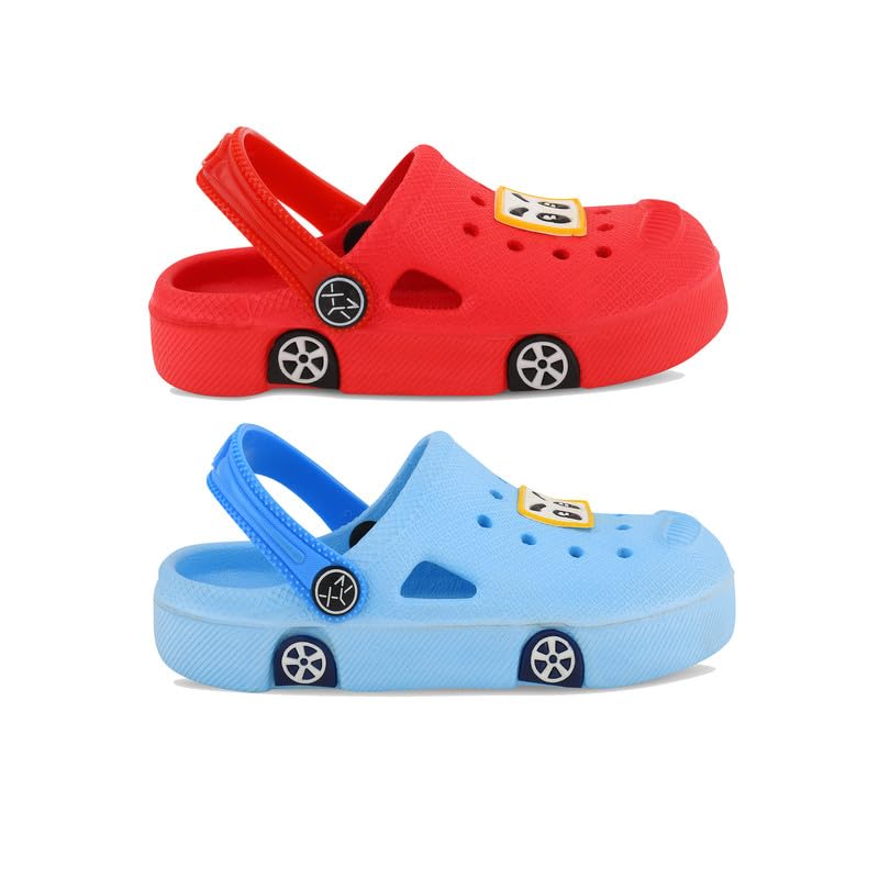 Image of SMARTOTS Pack of 2 Car Design Kids Clogs for Daily Use, Kids Eva Sandals for Boys and Girls with Adjustable Sling Back Strap