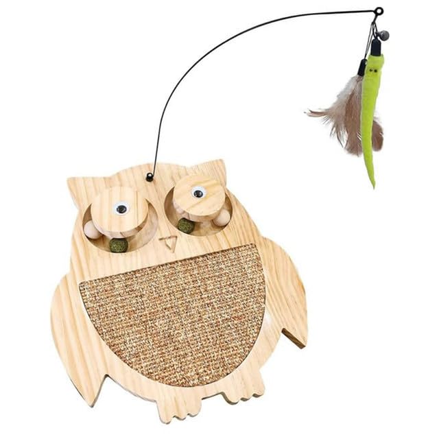 PAWISE Cat Scratcher Mat Owl Sisal Pad Scratcher Board Scratching Lounge Bed Post Rest Sofa Cat Training Toy with Track Ball for Grinding Claws Furniture (B0CTQV9M42) Amazon Price History, Amazon Price Tracker