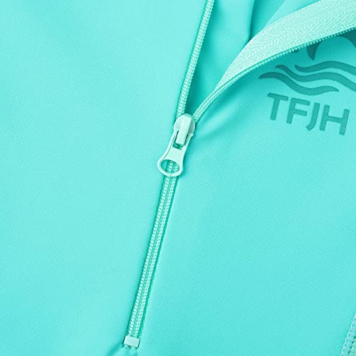 Image of TFJH E 3 in 1 Sets Girls Swimsuits Short Sleeve Rashguard Suit UV 50+ Princess Swimwear Dress Skirt Zip 3-12Y