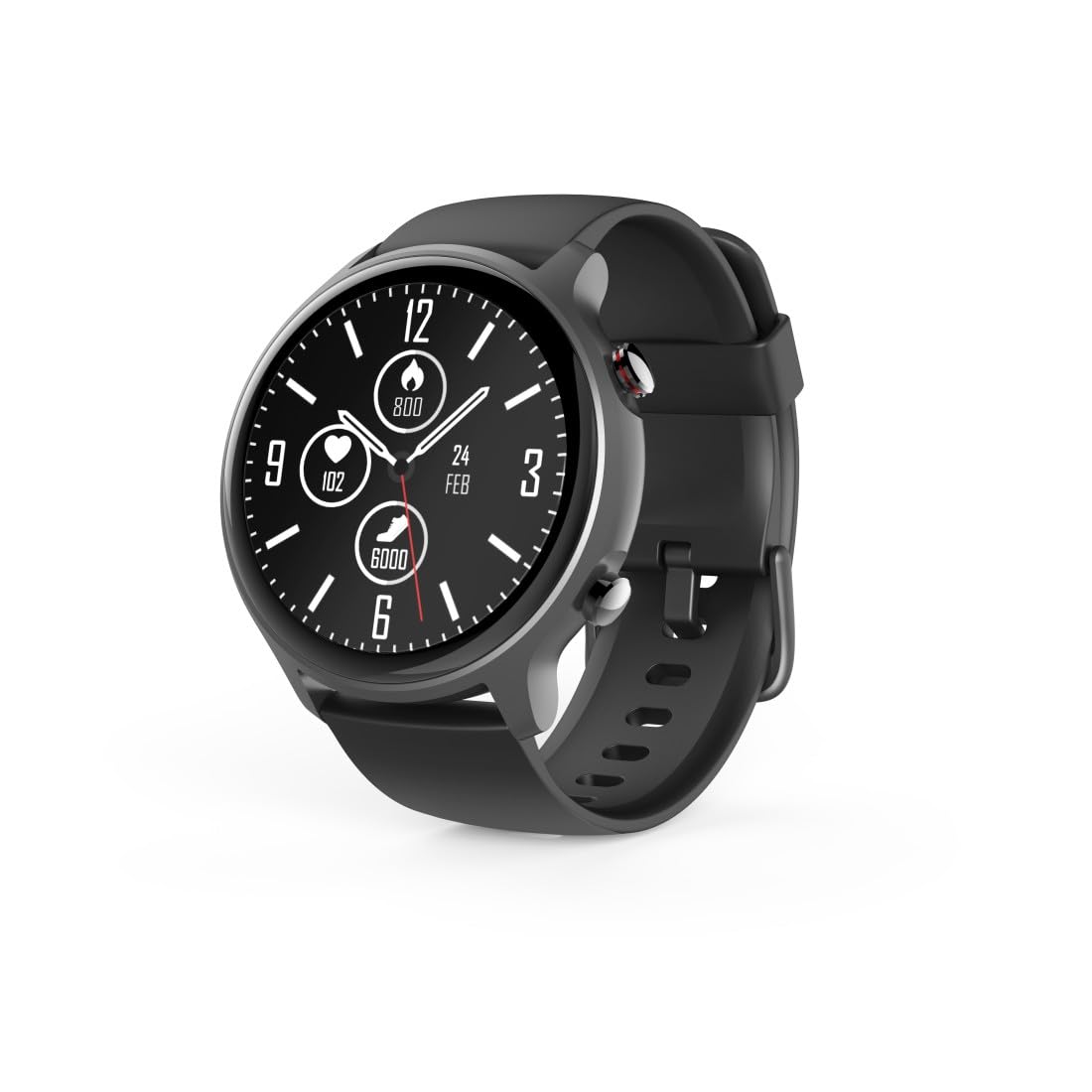 Hama Smartwatch GPS (zegarek inteligentny, smart, LCD, Bluetooth, wodoodporny, pulsoksymetr, powiadomienia, silikonowy pasek, sportowy, fitness) czarny
