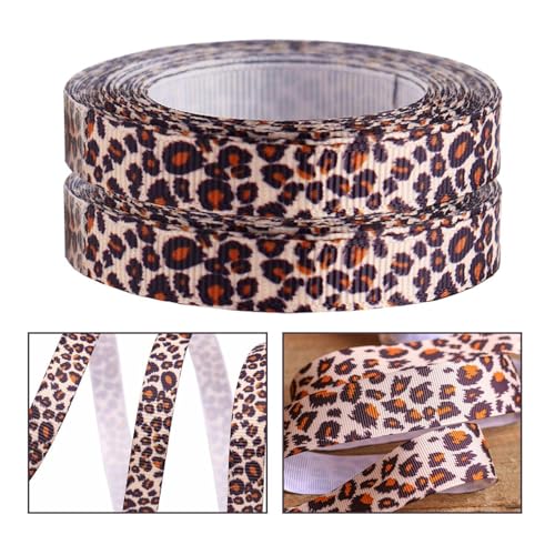 2 Rollen Leopardenmusterband, Leopardenmuster-Verpackungsband, Diy-Gurtbandmaterial, Zuschneidbares Langes Band, Dekoratives Geschenkboxband, Schleifenband