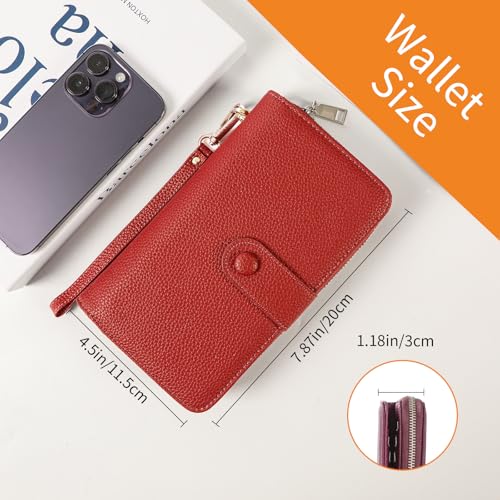 Image of Wristlet Wallets for Women RFID Blocking, Large Capacity Long Wallet Women Leather Credit Card Holder