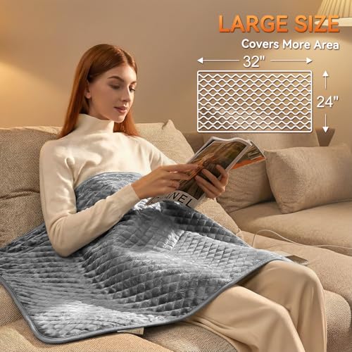 King Size Heating Pad for Back 32"x24" Extra Large Electric Heating Pad for Body Neck Shoulder Auto Shut Off Heat Pad Temperature Settings Machine Washable Gray - Image 3
