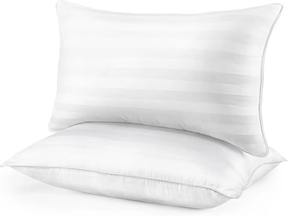 HEYCUZI Pillows Queen Size 2 Pack - Premium Down Alternative Cooling Bed Pillow for Side, Back, and Stomach Sleepers Hotel Quality Fluffy Soft Microfiber Fill Breathable Skin-Friendly