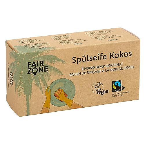 FAIR ZONE Spülseife Kokos 450 Gramm - feste Seife Küche - handgemachte FAIRTRADE Naturseife festes â€¦ – Miniatur