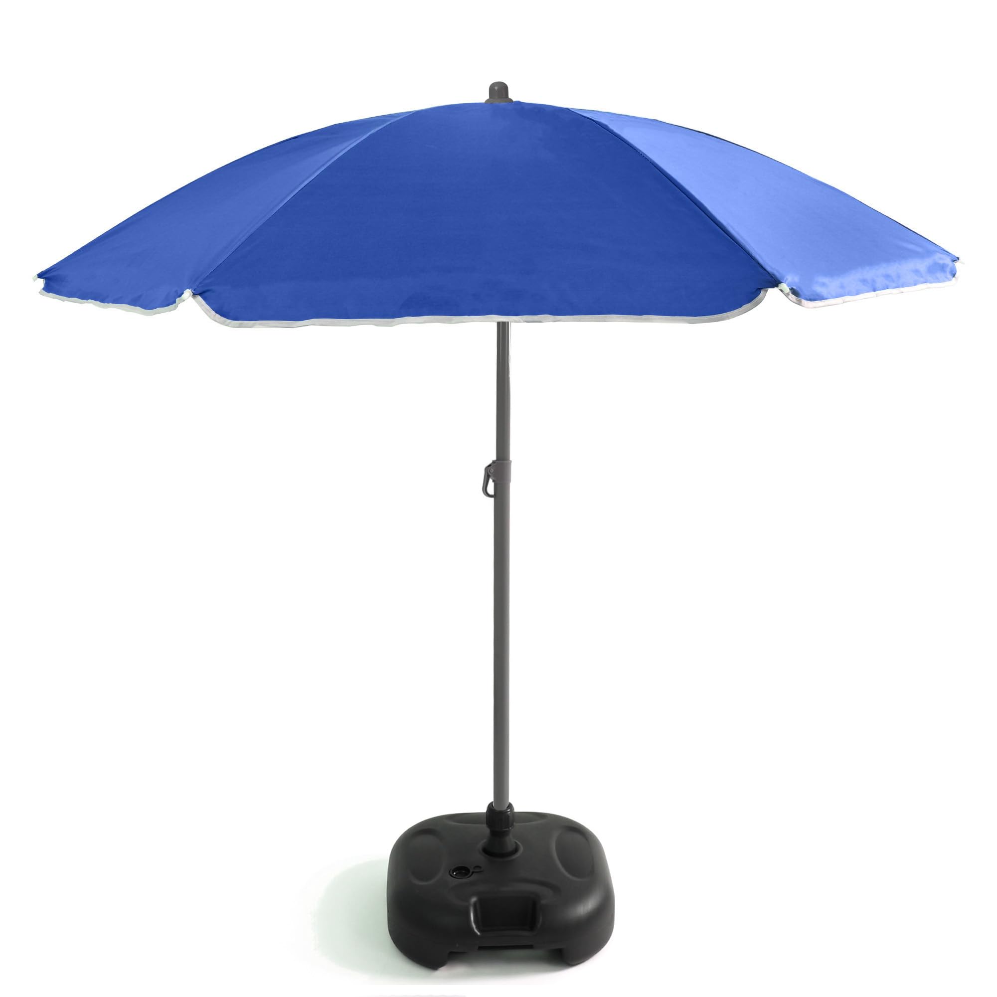 Out There! 2.4m Garden Parasol with Base Umbrella Sun Shade with Adjustable Height Tilt Function and UPF40+ Protection (Blue)