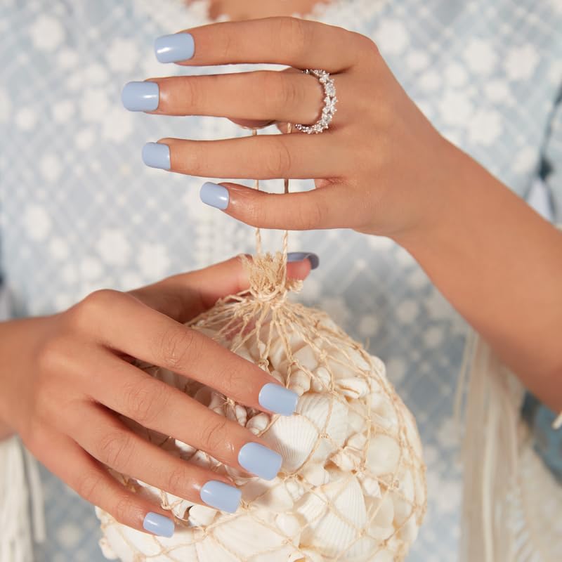 SOEZI Women's blue bird Reusable SOEZI Press On Nails | Artificial False nail extension | Application Kit, EziON | EziOFF Nourish & Restore Removal | Customisable (Coffin_L)