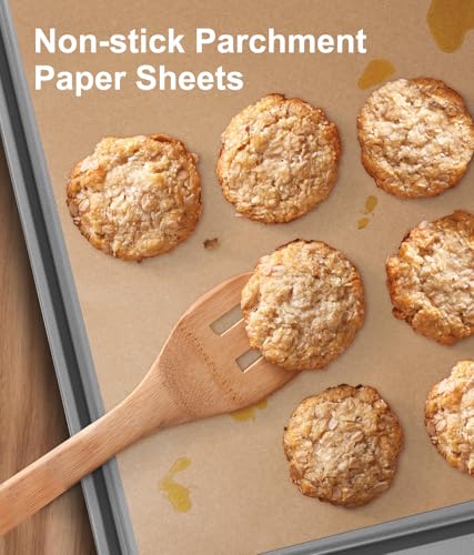 Unbleached Parchment Paper Baking Sheets, 9x13IN Precut Non-Stick Parchment Paper for Baking, Grilling, Air Fryer, Steaming-70 Sheets Unbleached Parchment Sheets for Bread Cup Cake Cookie And More