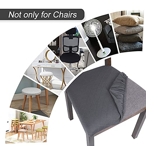 Image of SearchI Seat Covers for Dining Room Chairs Stretch Jacquard Chair Seat Covers Set of 6, Removable Washable Upholstered Chair Seat Protector Cushion Slipcovers for Kitchen, Office(Grey Rhombus)
