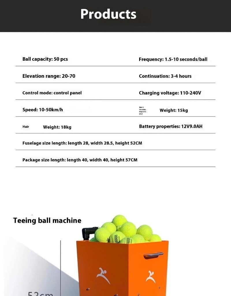 Automatic Tennis Serve Practice Machine Left Right Head Toss Training Equipment with Remote Control Orange for Tennis Training