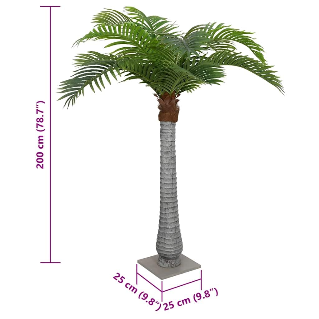 vidaXL Palmier Artificiel 15 Feuilles 200 cm Vert, Plante Artificielle, Arbre Artificiel, Palmier, Fausse Plante, Faux Arbre