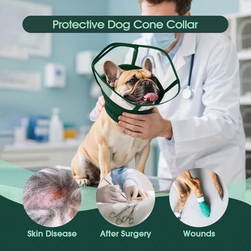 Image of Kuoser Dog Cone Collar After Surgery, Soft Cone for Dogs to Stop Licking, S | Breathable Dog Recovery Collar Comfortable Elizabethan Collars, Adjustable Protective Pet Cones for Small Medium Large Dogs