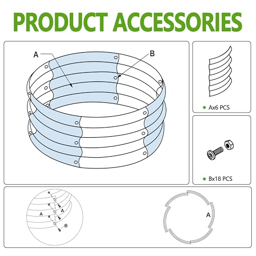Cama de jardín elevada redonda de acero galvanizado en pack de 2 unidades para huerto casero 5