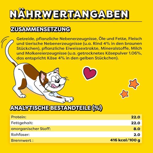 Dreamies Mix Katzensnacks mit Rind & Käse – Außen knusprig & innen cremig – 6 x 60g