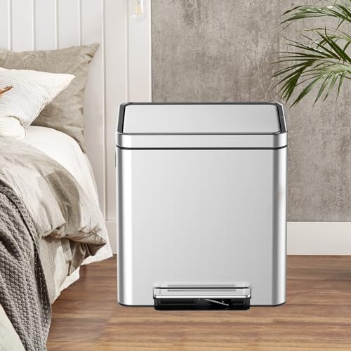 Caneca de basura doble compartimento 18L acero inoxidable miniatura 5