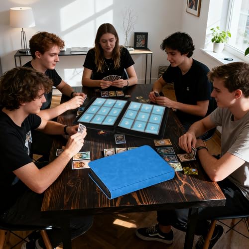 Image of Trading Card Binder, 9 Side Loading Pocket Card Album Hold Up to 540 Cards, Zipper Binder for Cards Collection, TCG Card Holder for Game Card, Sports Card, Yugioh, MTG etc. (Light Blue)
