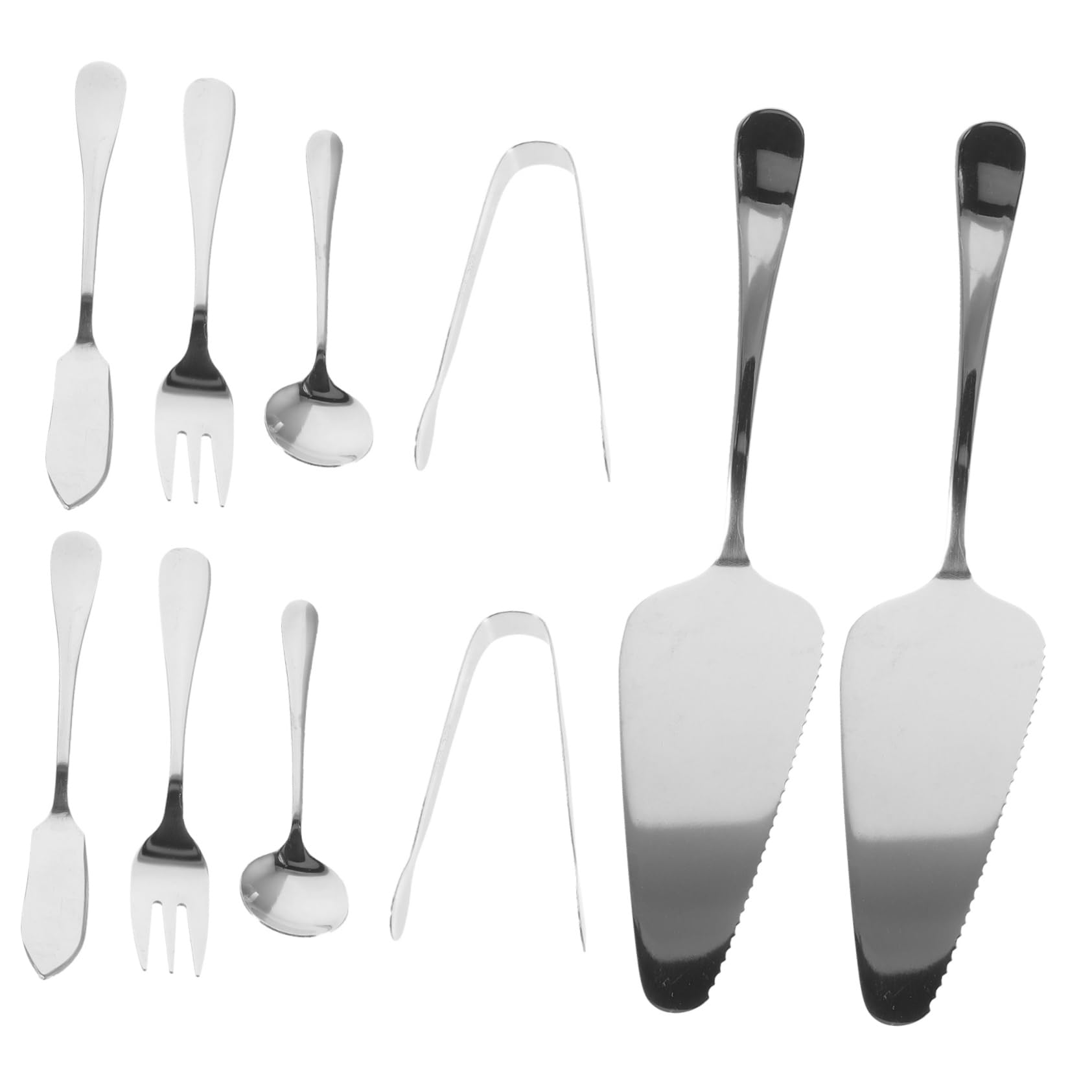 KICHOUSE 16pcs Kitchen Cake Spatula Cake Cutter and Spatula Dessert Spoon Cake Tools Cake Serving Spoon and Forks Cake Cutting Shovel Cake Supplies Cake Spoon Tongs Stainless Steel