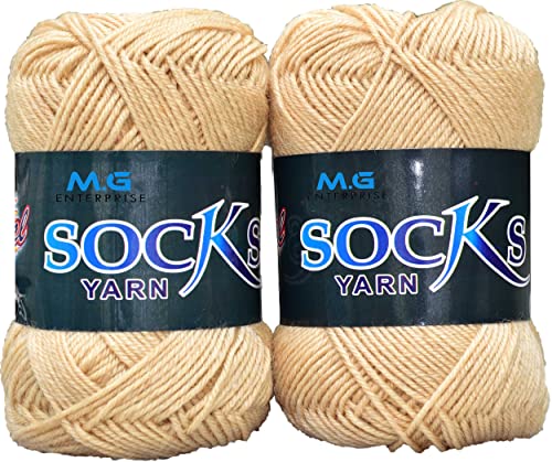 Image of M.G ENTERPRISE Premium Socks high Strength Nylon Yarn Suitable for Socks, Accessories, and Home Decor. 300 gm Light Skin, Suitable for Both Crocheting & Knitting. CSA