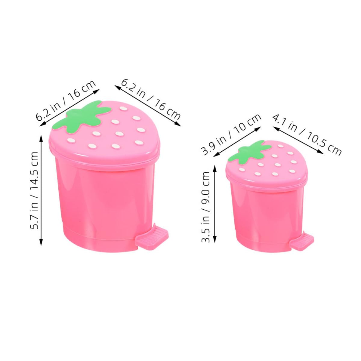 SHINEOFI 2pcs Cartoon Strawberry Desktop Wastebasket with Lid Plastic image 2