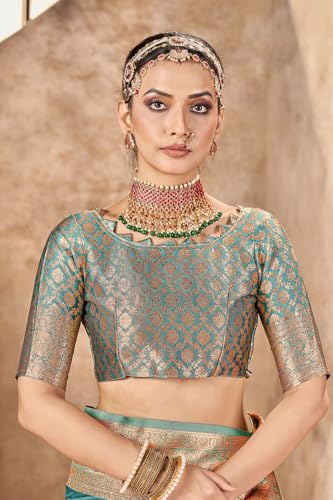 Image of Mehrang Women's Pure Kanjivaram Silk Saree Banarasi Silk Wedding Sarees for Women with Blouse Piece