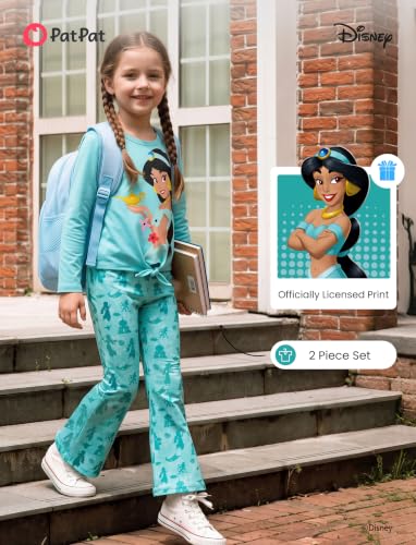 Image of Disney Girls Outfits Long Sleeve Knot Front Shirt Flare Pants 2PC Clothes