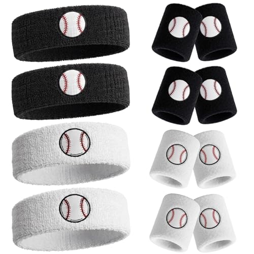 Image of Civaner 12 Pcs 80 90s Neon Sweatbands Soccer Baseball Headbands Wristband Set for Men Women Party Cotton Headbands Terry Cloth Athletic Sweat Bands for Tennis Football Gym Outdoor