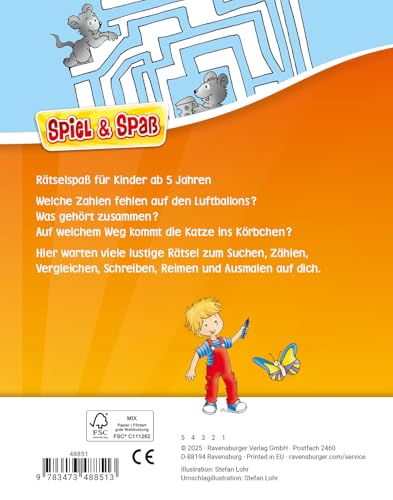 Vorschul-Rätselspaß für unterwegs - Rätselbuch ab 5 Jahre, Reisespiele für Kinder (Spiel & Spaß - Rätselblock)