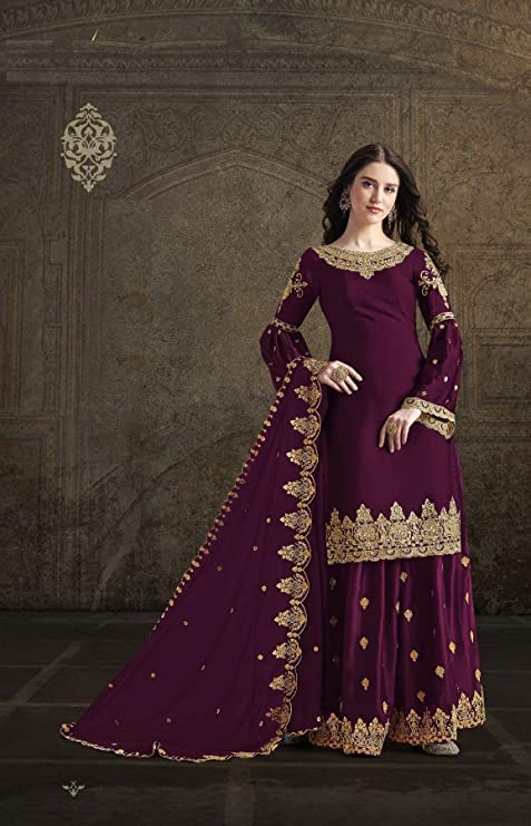 Indian Pakistani Ready to Wear Ethnic Wedding Wear Palazzo Style Salwar Suit for Women2