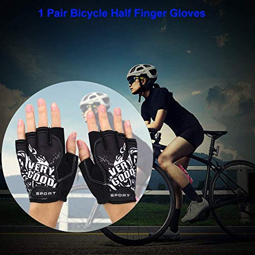 Image of SHIVEXIM Riding Printed Half Finger Gloves,Anti-Skid Silicone Gloves for Cycling Fitness Cycling Gloves (Black)