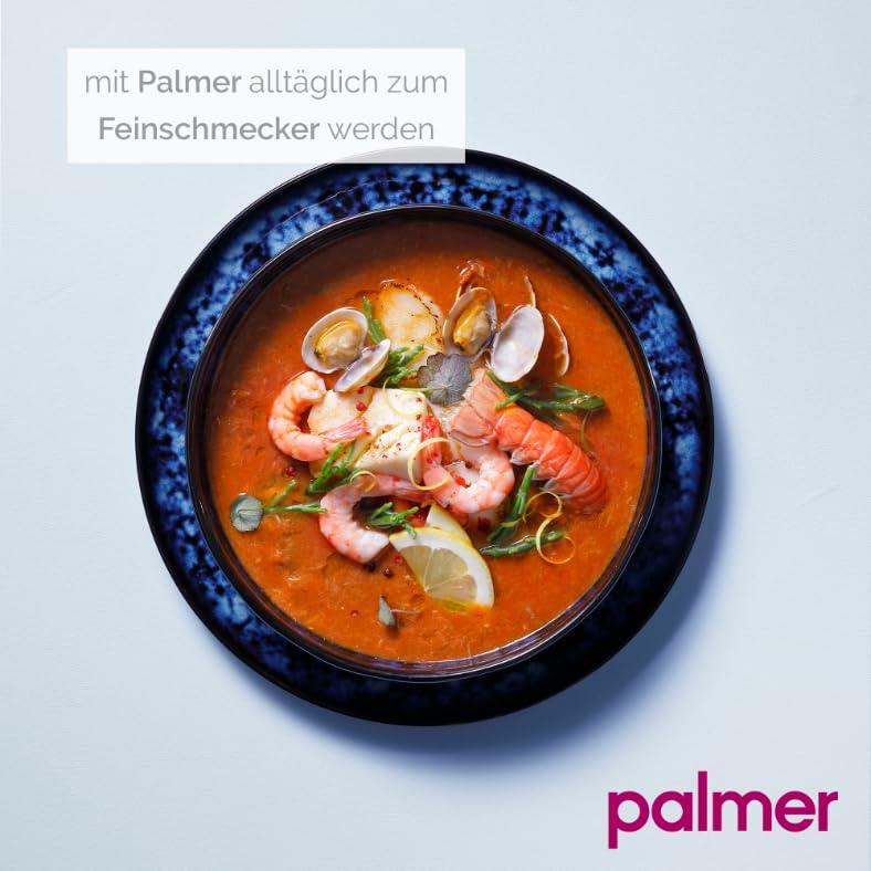 palmer Bama Blue grosse tiefe Teller - 2er-Set - Steinzeug - Ø 22 cm - blau schwarz hochglanz - für Pasta, Suppe oder als Servierteller - stapelbar, spülmaschinenfest