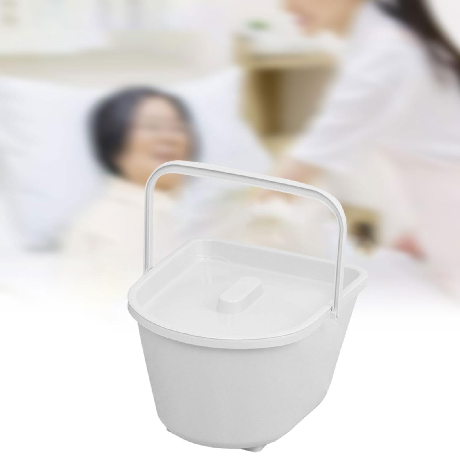 Commode Chair Bucket con Vaso Da Notte Leggero Secchio per Sedia Da Toilette Portatile con Manico Urinale Pratico in Resina PP Recipiente per Squat Co, Bianco