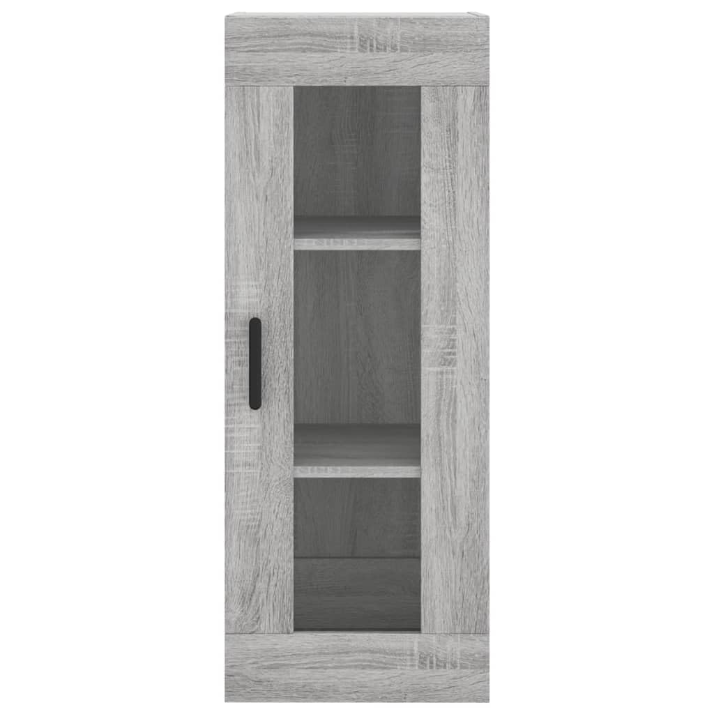 Wysoki kredens Sonoma szara sklejka wysoka kredens z metalowymi drzwiami i nogami, szafka do przechowywania organizacji domowej 34,5 x 34 x 180 cm