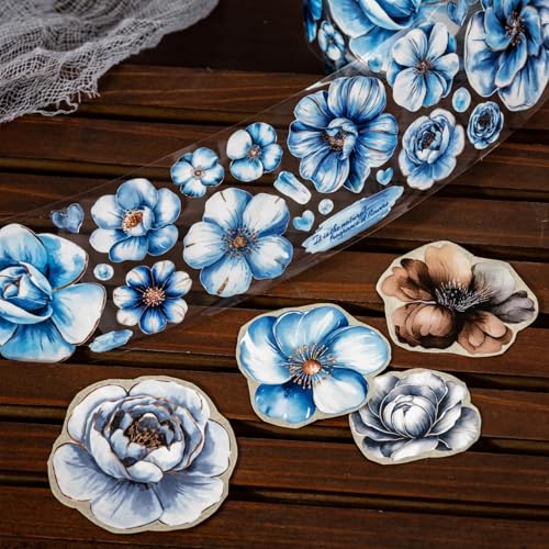 Image of 6 Rolls Floral Washi Tape Set,Pre-Cut Scrapbook Flower Tape Stickers for Journaling Supplies,Junk Journal,Scrapbooking,Notebook,Phone Case,Cups,Planner(Flower Dwelling Leisurely)