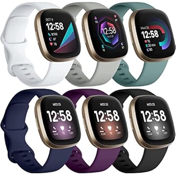 DaQin Compatível com pulseiras Fitbit Sense/Fitbit Versa 3/Versa 4/Sense 2 pulseira feminina masculina, pulseira esportiva de TPU macio à prova d'água para Fitbit Versa 4 e Versa 3 Band/Fitbit Sense 2/Pulseira Sense, pequena