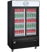 Elite Kitchen Supply 33.3 cu. ft. Commercial Merchandiser Refrigerator with Sliding Glass Doors i...