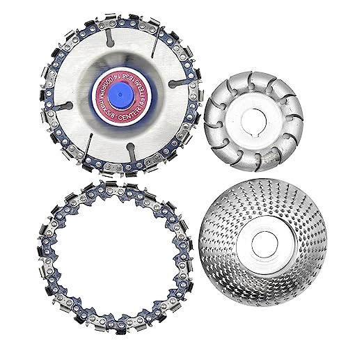 Wood Grinding Wheel 12 Teeth Wood Shaping Disc Angle Grinder Disc Grinder Chain Disc with Replacement Chain for Woodworking Sanding Carving Polishing