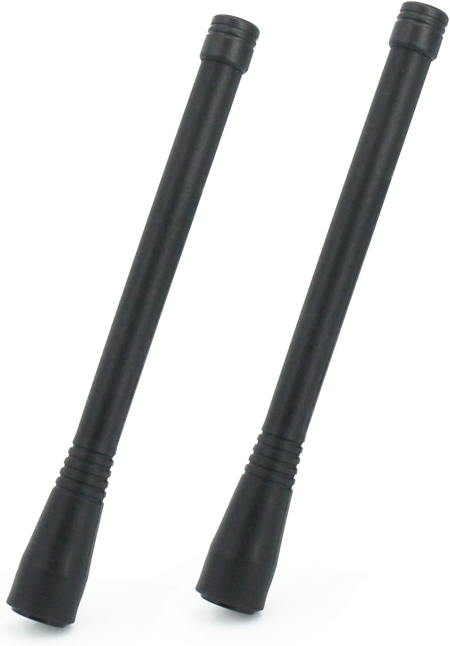 2 Pack FA-B02AR Antenna Compatible White IC-A5, IC-A6, IC-A14, IC-A14S, IC-A16, IC-A24, IC-A25 radios - 5.9" Flexible Rubber Duck Antenna 118-137MHz with BNC Male Connector