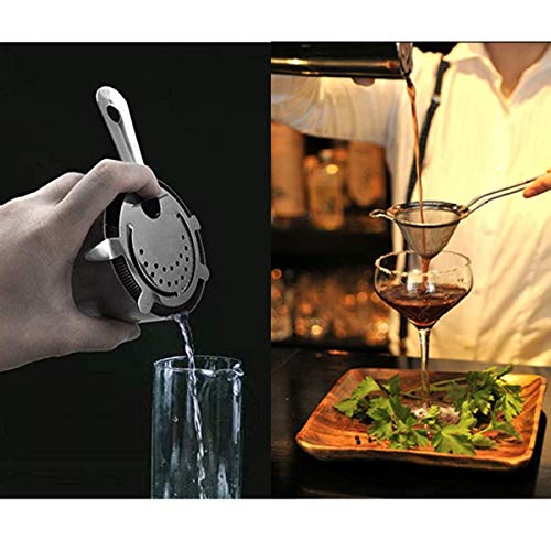 Cocktail Fijne Zeef, Jicyor 2 stuks roestvrij staal zilver voedsel conische zeef gootsteen fijne mesh zeef + 2 stuks Prong Bar Cocktail met handvat voor het filteren van cocktails Theesap - Image 6