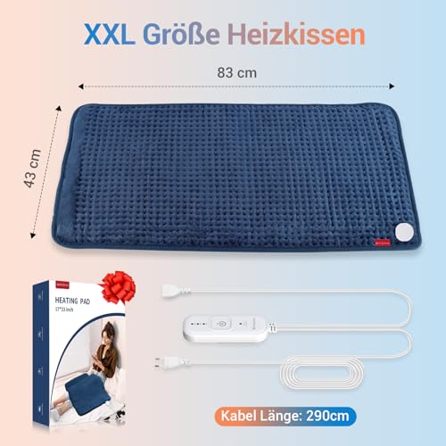 Comfytemp XXL-großes Heizkissen 83x43cm, Ultraweich Wärmekissen mit Abschaltautomatik, Alterfreundlich Heizdecke für Rücken Schulter Nacken Bauch Beine Knie Geschenke Mütter, Frauen, Mama, Papa