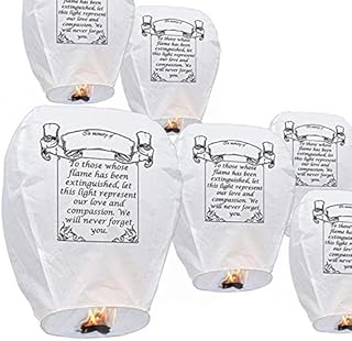 6 Pack Chinese Sky Lanterns - Eco Friendly, 100% Biodegradable Wire-Free Fire Resistant Paper Lantern to Release in Sky,Weddings & Parties & Festivals (Set of 6,White)