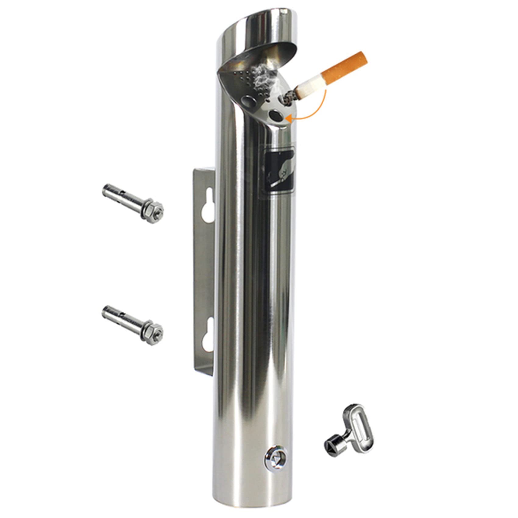 JYHHGDS Large Capacity Outdoor Ash Tray, Lockable Wall Mounted Ashtray, Stainless Steel Outdoor Cigarette Ash Bin, Creative Public Smokeless