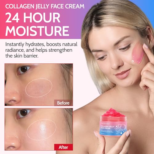 Collagen Jelly Cream, Day Night Cream With Freeze Hydrolyzed Collagen Face Cream, Anti-Wrinkle Face Cream, Korean Moisturiser, Elasticity, 24H Lifted, Korean Skincare,6.76 fl. oz - Image 5