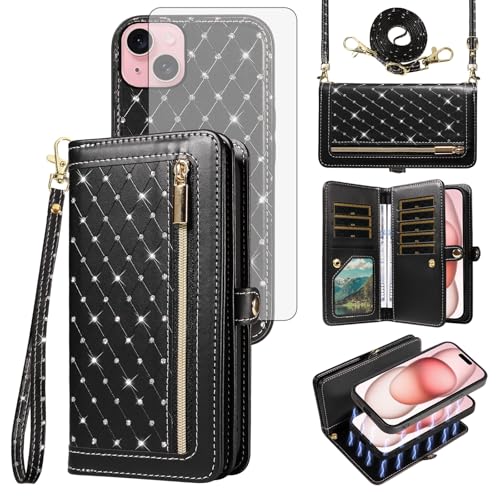 Coque iPhone 15 fentes pour cartes résolvant l'encombrement avec portefeuille zippé